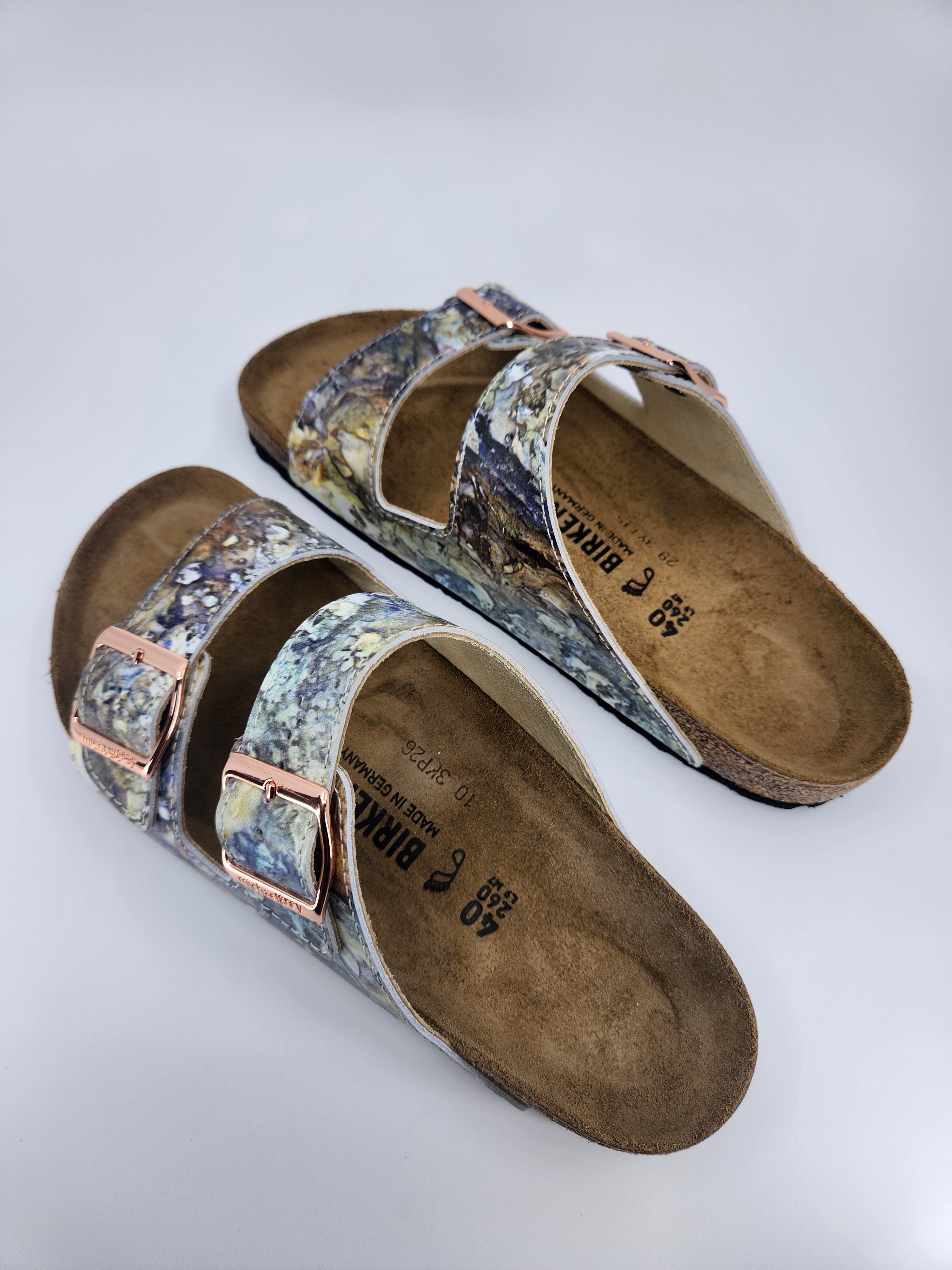 YELLOWSTONE PRISMATIC:  CUSTOM BIRKENSTOCKS  by ANGIE CRAGWICK x Michael Grey