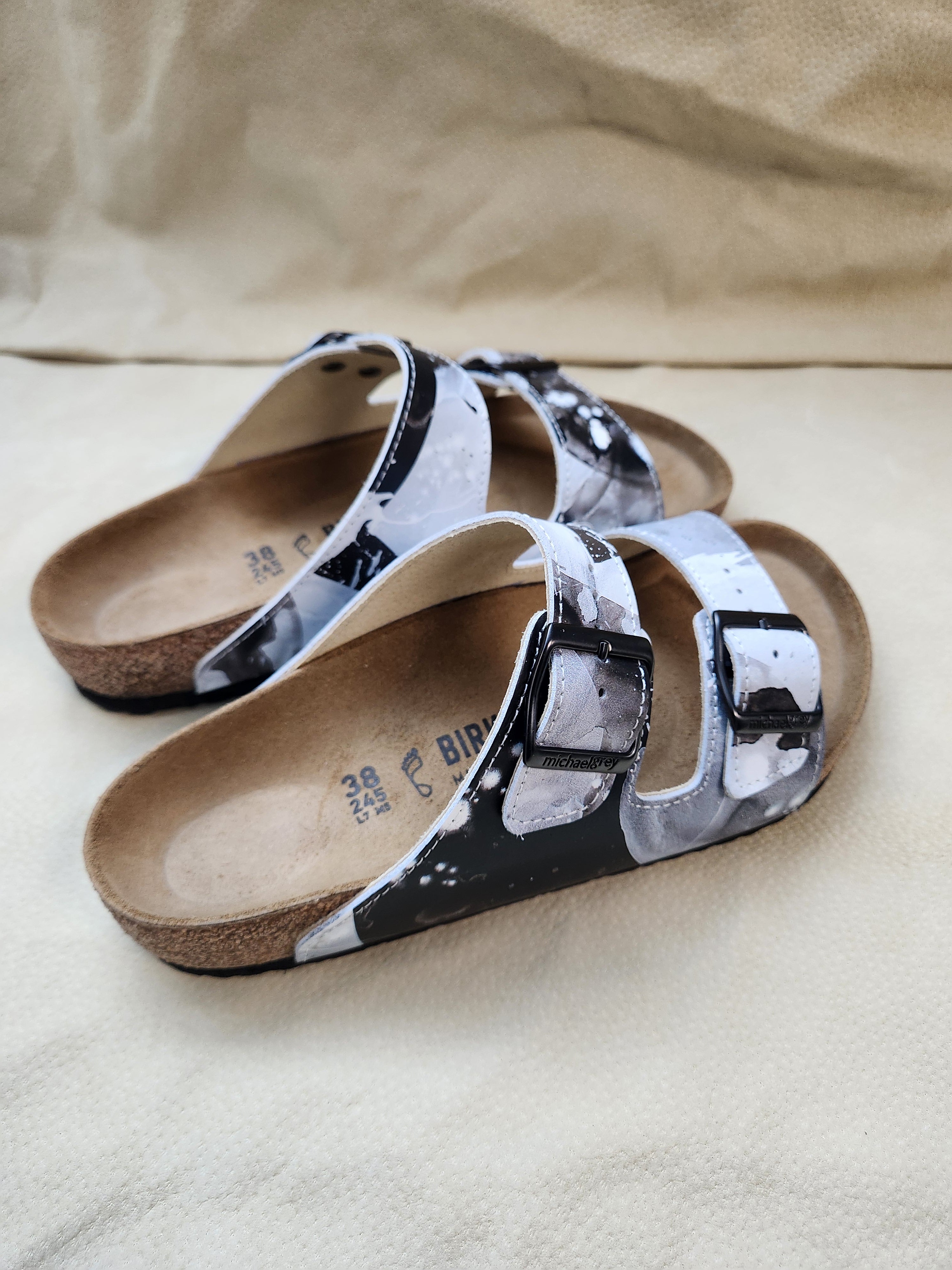 LAST BREATH CUSTOM BIRKENSTOCKS  by PAMELA J. BLACK ART x Michael Grey