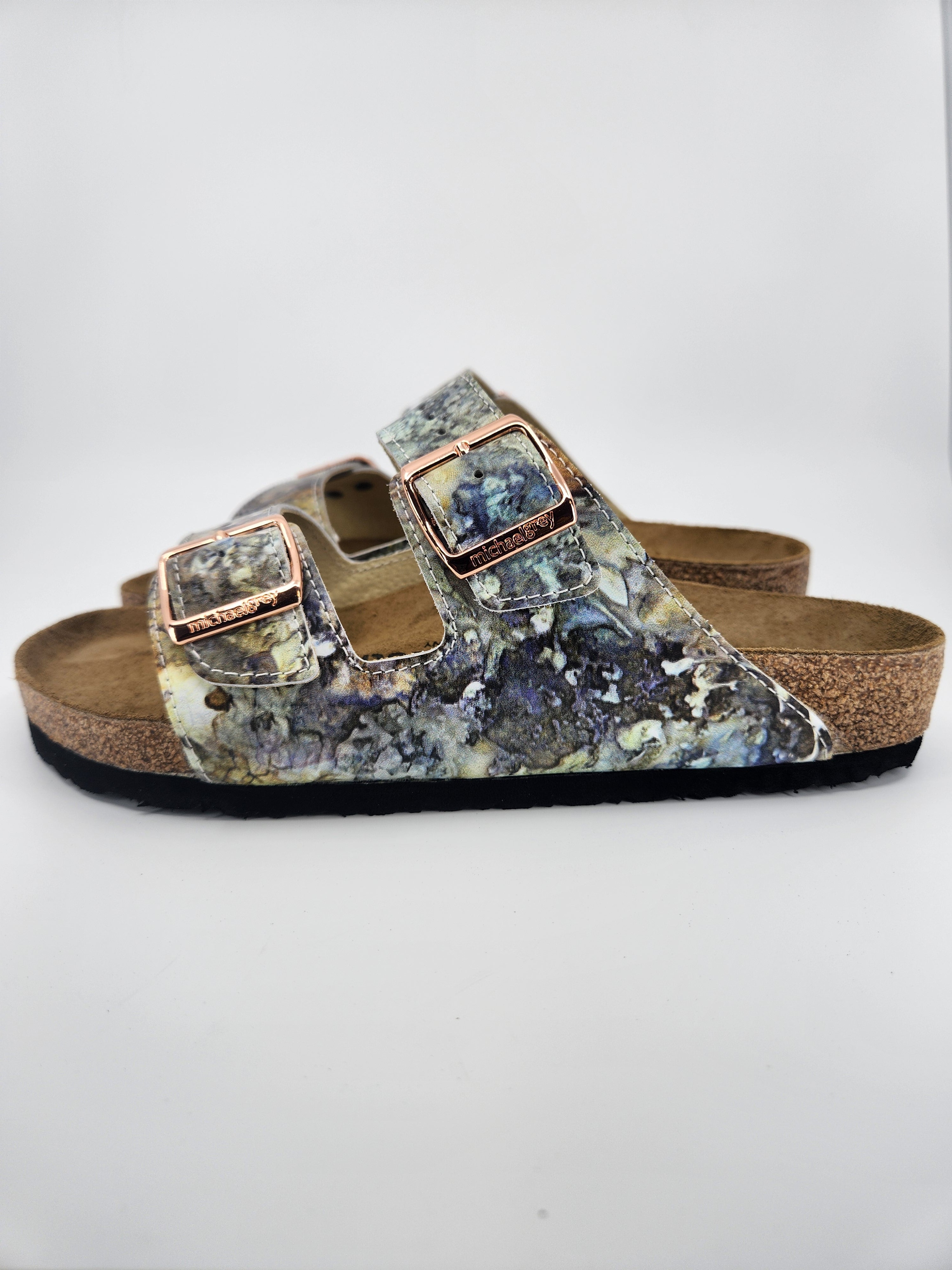 YELLOWSTONE PRISMATIC:  CUSTOM BIRKENSTOCKS  by ANGIE CRAGWICK x Michael Grey